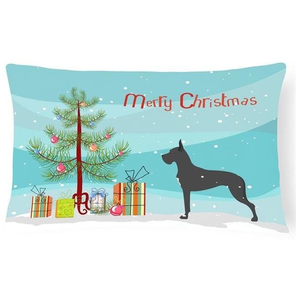 Carolines Treasures Carolines Treasures BB2993PW1216 Great Dane Merry Christmas Tree Canvas Fabric Decorative Pillow BB2993PW1216